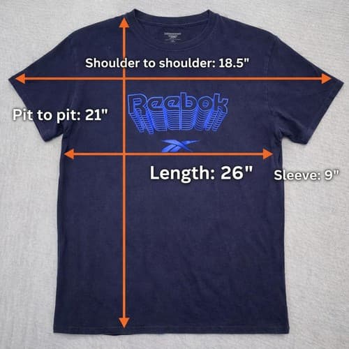Reebok Graphic T-Shirt Mens Size XL Blue Short Sleeve Training Activewear VGC - Thumbnail 5