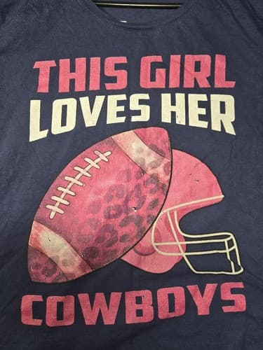 Dallas Cowboys Women's "This Girl Loves Her Cowboys" Navy Blue T-Shirt Size 3XL - Thumbnail 2