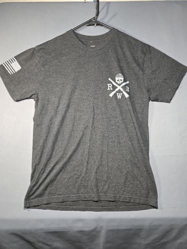 Red White Blue Apparel Men's Gray Short Sleeve Graphic T-Shirt Size Medium #S95s