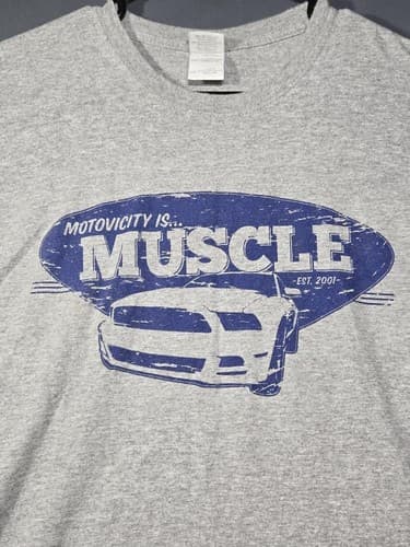Motovicity Distribution "Is Muscle" Car Graphic T-Shirt Gray Size 2XL Est 2001 - Thumbnail 4
