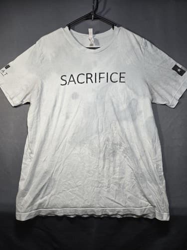 Sacrifice #GotYourSix Military Support Graphic T-Shirt White Size XL