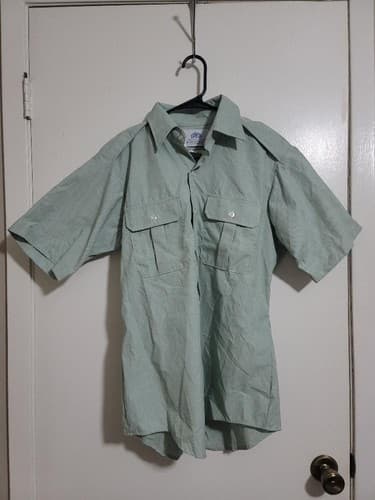 DSCP Men US Shirt Light Green Short Sleeve NSN-8405-01-374-8891 15 1/2 #52