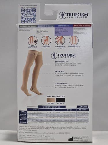 Truform 20-30 mmHg Thigh High Compression Stockings Black 2XL Closed Toe - Thumbnail 2