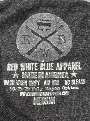 Red White Blue Apparel Men's Gray Short Sleeve Graphic T-Shirt Size Medium #S95s - Thumbnail 5