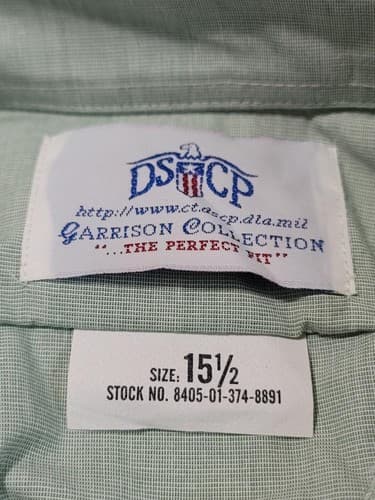 DSCP Men US Shirt Light Green Short Sleeve NSN-8405-01-374-8891 15 1/2 #52 - Thumbnail 3