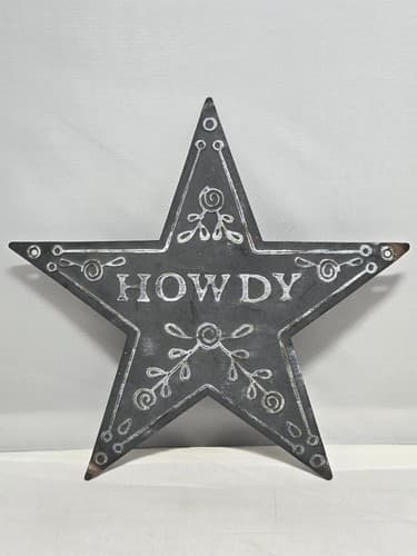 Howdy Star Shaped Metal Wall Decor Sign Rustic Farmhouse Western Home Decor #G81 - Thumbnail 2