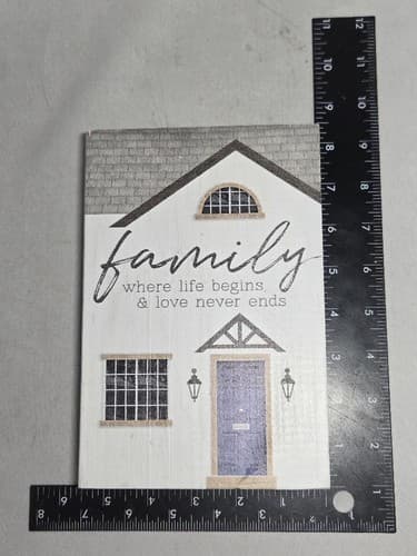 Family Where Life Begins Love Never Ends Wood House Block Sign Home Decor #G82g - Thumbnail 4