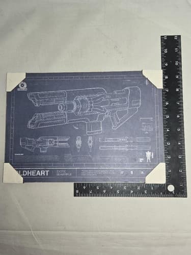 Destiny Coldheart Exotic Trace Rifle Blueprint Mounted Wood Wall Art 8"x10" #G86 - Thumbnail 4