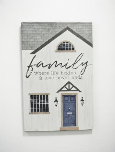 Family Where Life Begins Love Never Ends Wood House Block Sign Home Decor #G82g