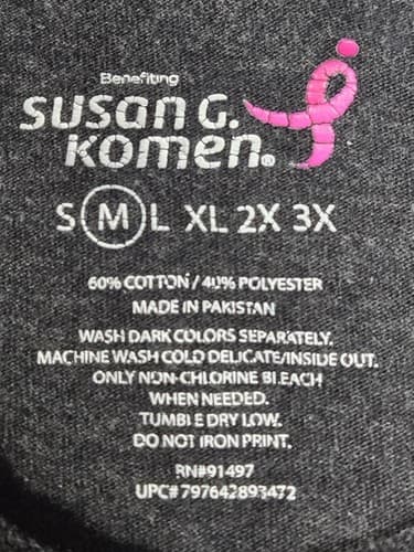 Susan G. Komen Breast Cancer Awareness Graphic T-Shirt Pink Size Medium - Thumbnail 6