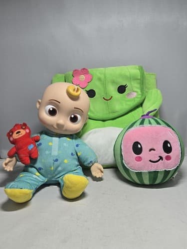 Cocomelon JJ Doll Plush Backpack Watermelon Squishmallow Lot Preowned