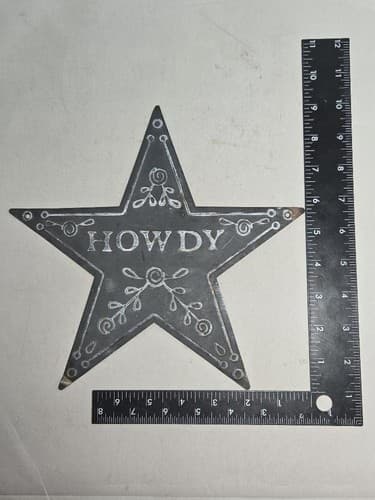 Howdy Star Shaped Metal Wall Decor Sign Rustic Farmhouse Western Home Decor #G81 - Thumbnail 4