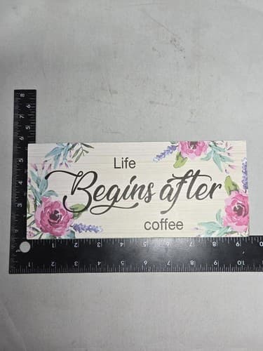 Life Begins After Coffee Floral Decorative Wood Box Sign Home Decor 6"x6" #G84g - Thumbnail 4