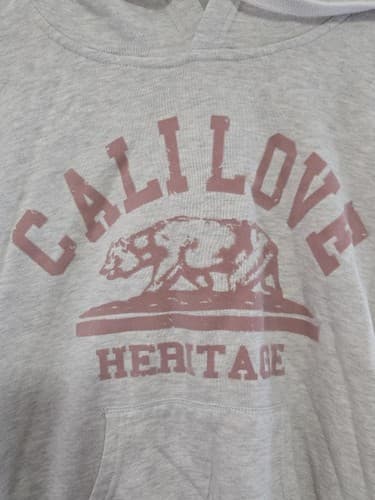 CaliLove heritageMen's Gray Long Sleeve Hoodie Size Medium Light Performance - Thumbnail 2