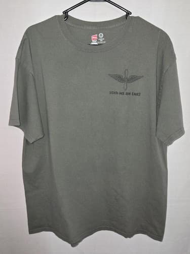 Hanes ComfortSoft 15th MI BN (AE) Graphic T-Shirt XL Army Green Short Sleeve VGC