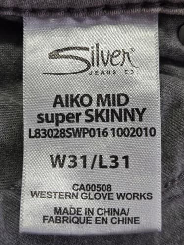 Silver Jeans Co Womens Aiko Mid Super Skinny Jeans 31x31 Blue Denim - Thumbnail 3