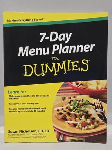 7-Day Menu Planner For Dummies Paperback Healthy Eating Meal Planning Guide B26d