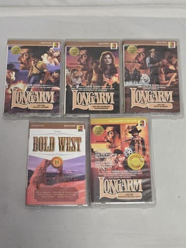 Lot of 5 Longarm Western Audiobooks Tabor Evans Jove Audio Cassette Tapes #S82s