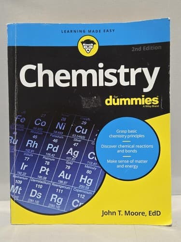 Chemistry For Dummies Paperback Math & Science Study Guide John T. Moore #B28d