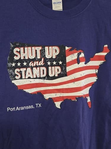 Shut Up and Stand Up Blue T-Shirt Short Sleeve Men's Size Large Basic Tee #T82k - Thumbnail 2