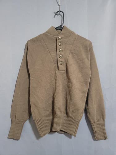 DSCP GARRISON COLLECTION SWEATER MENS MEDIUM BROWN MILITARY ACRYLIC HENLEY #95t