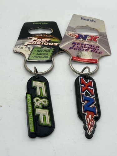 Lot(6) New old stock Fast & the Furious and NX Express Plasti Color Keychain