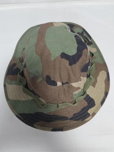 USGI Military Woodland Camo Boonie Hat Size 7 3/4 Ripstop Sun Bucket Cap #S43s - Thumbnail 5