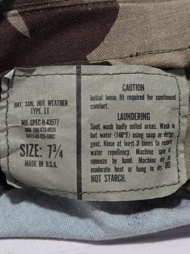 USGI Military Woodland Camo Boonie Hat Size 7 3/4 Ripstop Sun Bucket Cap #S43s - Thumbnail 6