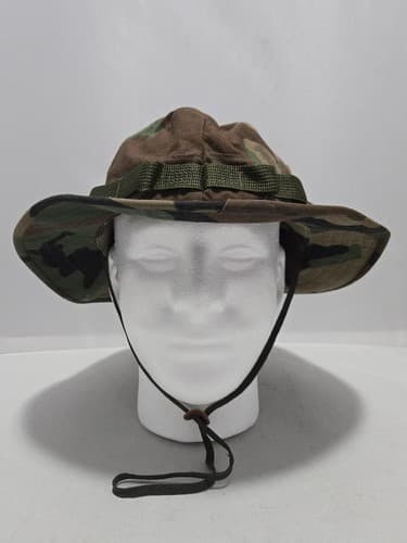 USGI Military Woodland Camo Boonie Hat Size 7 3/4 Ripstop Sun Bucket Cap #S43s