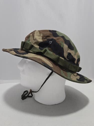 USGI Military Woodland Camo Boonie Hat Size 7 3/4 Ripstop Sun Bucket Cap #S43s - Thumbnail 4