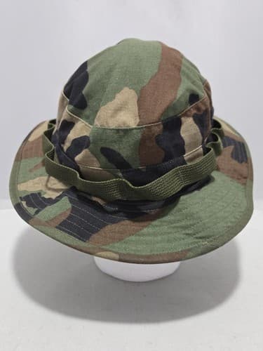 USGI Military Woodland Camo Boonie Hat Size 7 3/4 Ripstop Sun Bucket Cap #S43s - Thumbnail 3