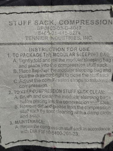 Genuine US Military Black Compression Stuff Sack MSS 8465-01-445-6274 EXC #S59s - Thumbnail 3