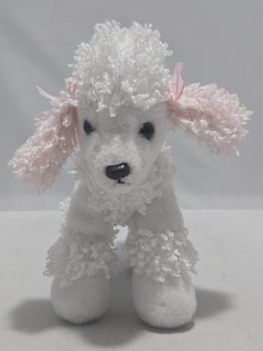 Aurora World Dog Plush Pink White Curly Hair 12" Soft Stuffed Animal VGC #S64s