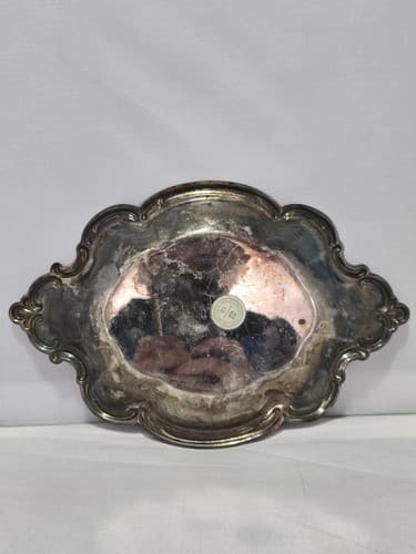 Vintage International Silver Co Round Silverplate Tray Floral Ornate Border 12" - Thumbnail 2