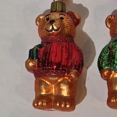 Waterford Holiday Heirlooms Set of 3 Glass Teddy Bear Christmas Ornaments - Thumbnail 2