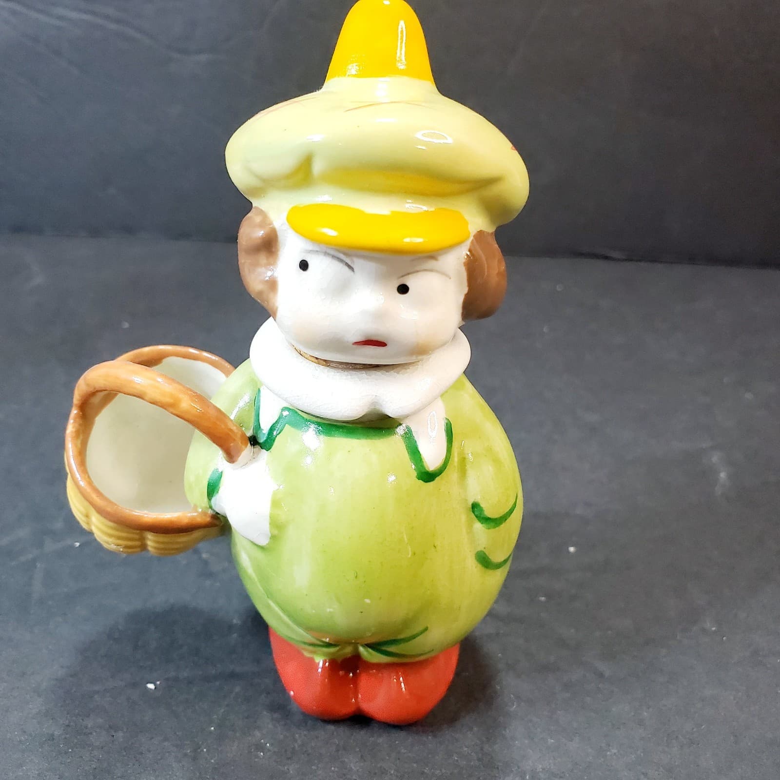 Vintage Googly Eyed Boy Pin Cushion Needle Keeper Perfume Bottle Germany