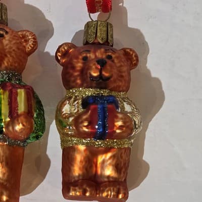 Waterford Holiday Heirlooms Set of 3 Glass Teddy Bear Christmas Ornaments - Thumbnail 4