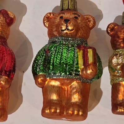 Waterford Holiday Heirlooms Set of 3 Glass Teddy Bear Christmas Ornaments - Thumbnail 3