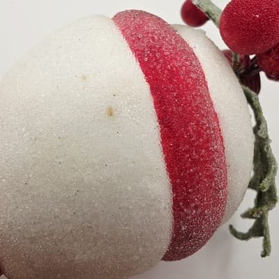 2 pc Red & White Peppermint Striped Sugared Teardrop Shaped Xmas Ornaments - Thumbnail 5