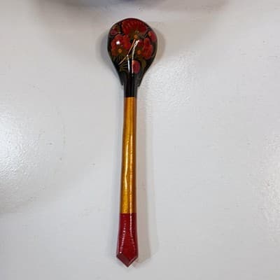 Vtg Lacquered Lidded Bowl w/ Spoon Strawberry Design Hand Painted Wood Lacquer - Thumbnail 13