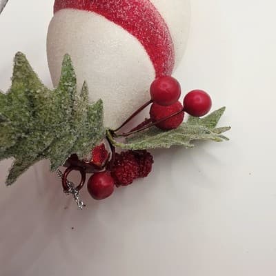 2 pc Red & White Peppermint Striped Sugared Teardrop Shaped Xmas Ornaments - Thumbnail 7