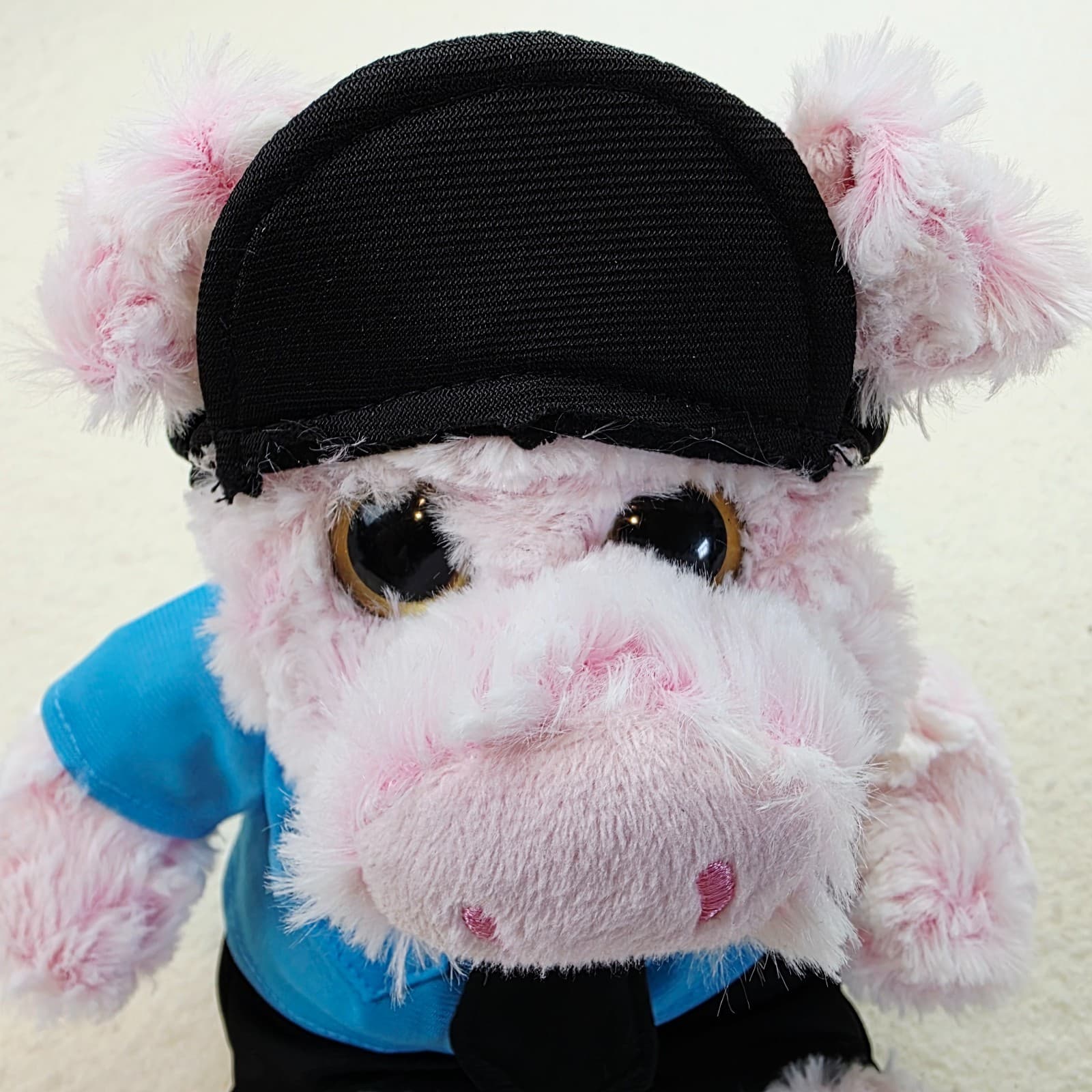 DolliBu Plush Police Soft Pink Sitting Pig Stuffed Animal Removable Clothes 10" - Thumbnail 6