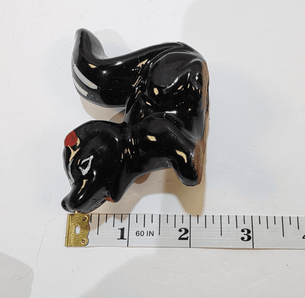 Vintage Black White Redware Skunk Figurine Made in Japan Hand Painted Mammal - Thumbnail 11
