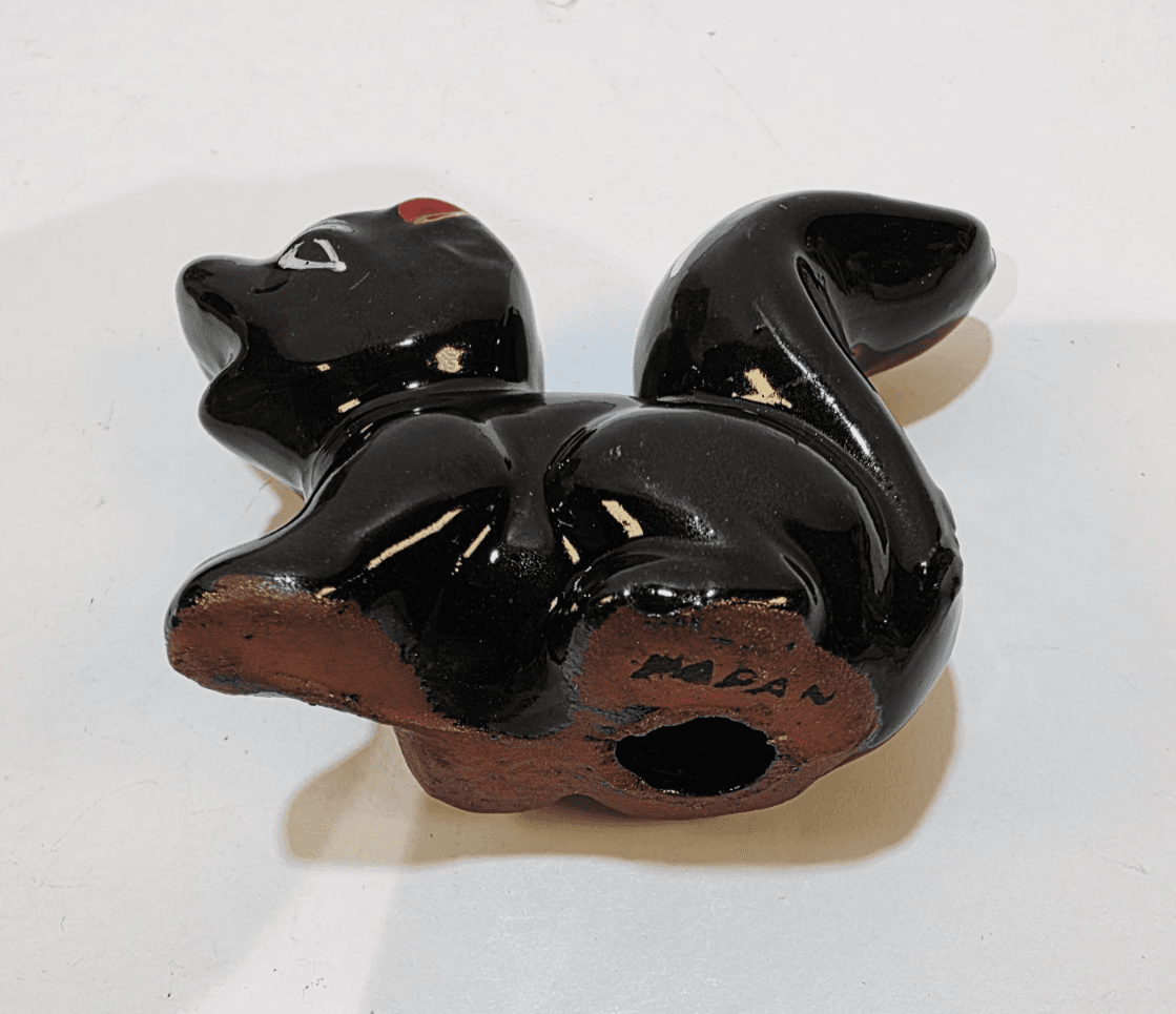 Vintage Black White Redware Skunk Figurine Made in Japan Hand Painted Mammal - Thumbnail 9