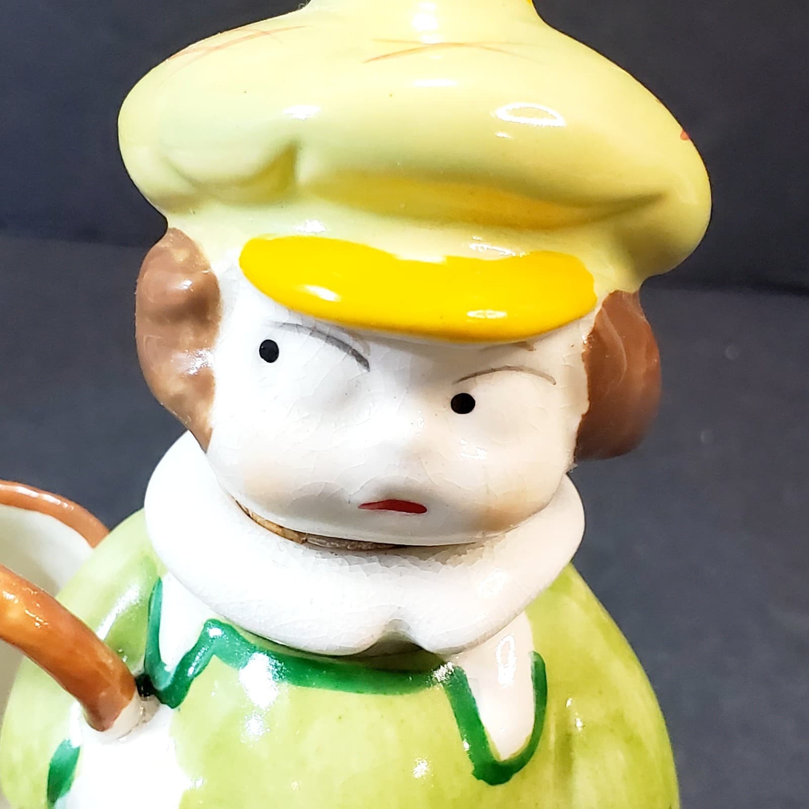 Vintage Googly Eyed Boy Pin Cushion Needle Keeper Perfume Bottle Germany - Thumbnail 2