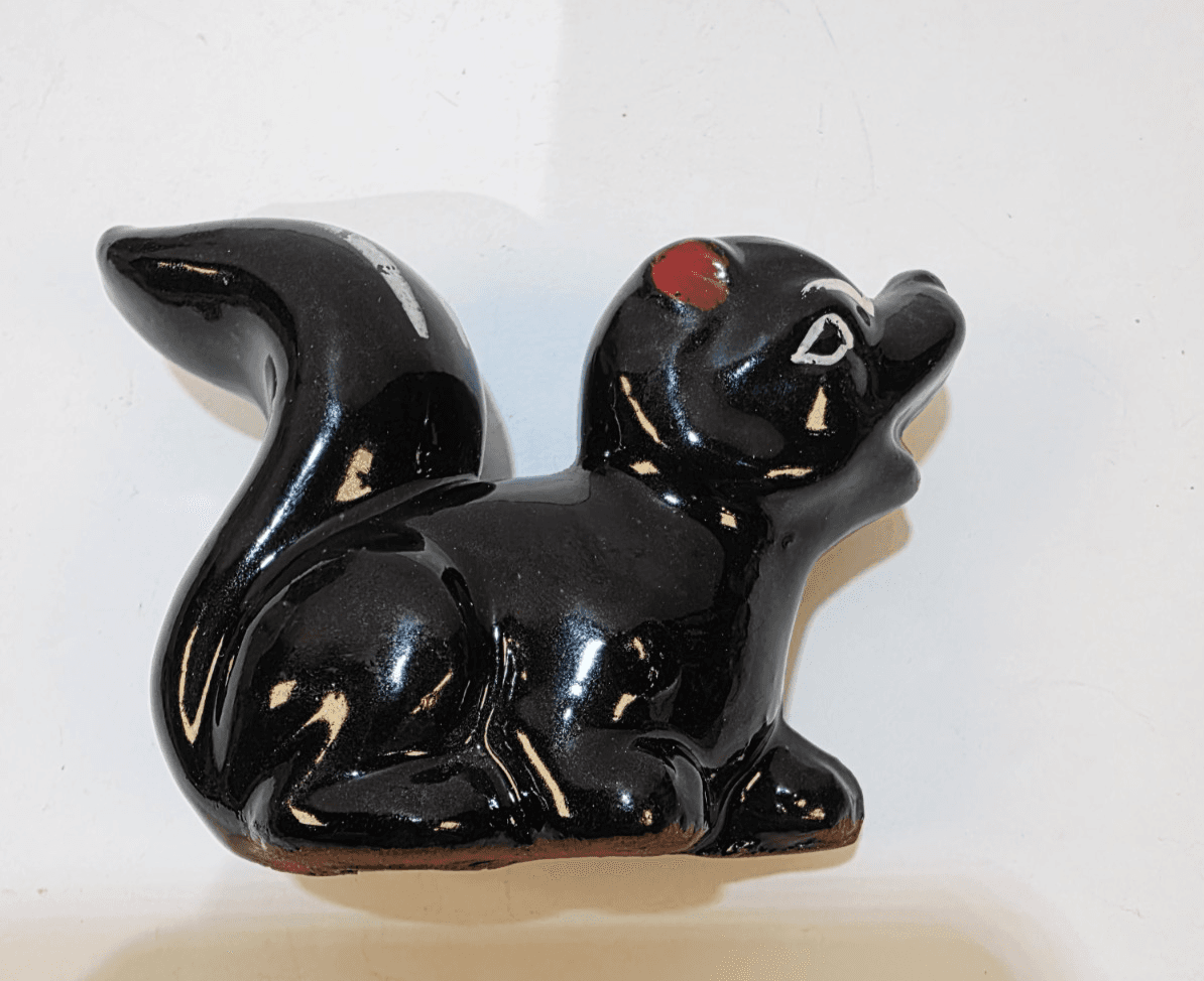 Vintage Black White Redware Skunk Figurine Made in Japan Hand Painted Mammal - Thumbnail 3