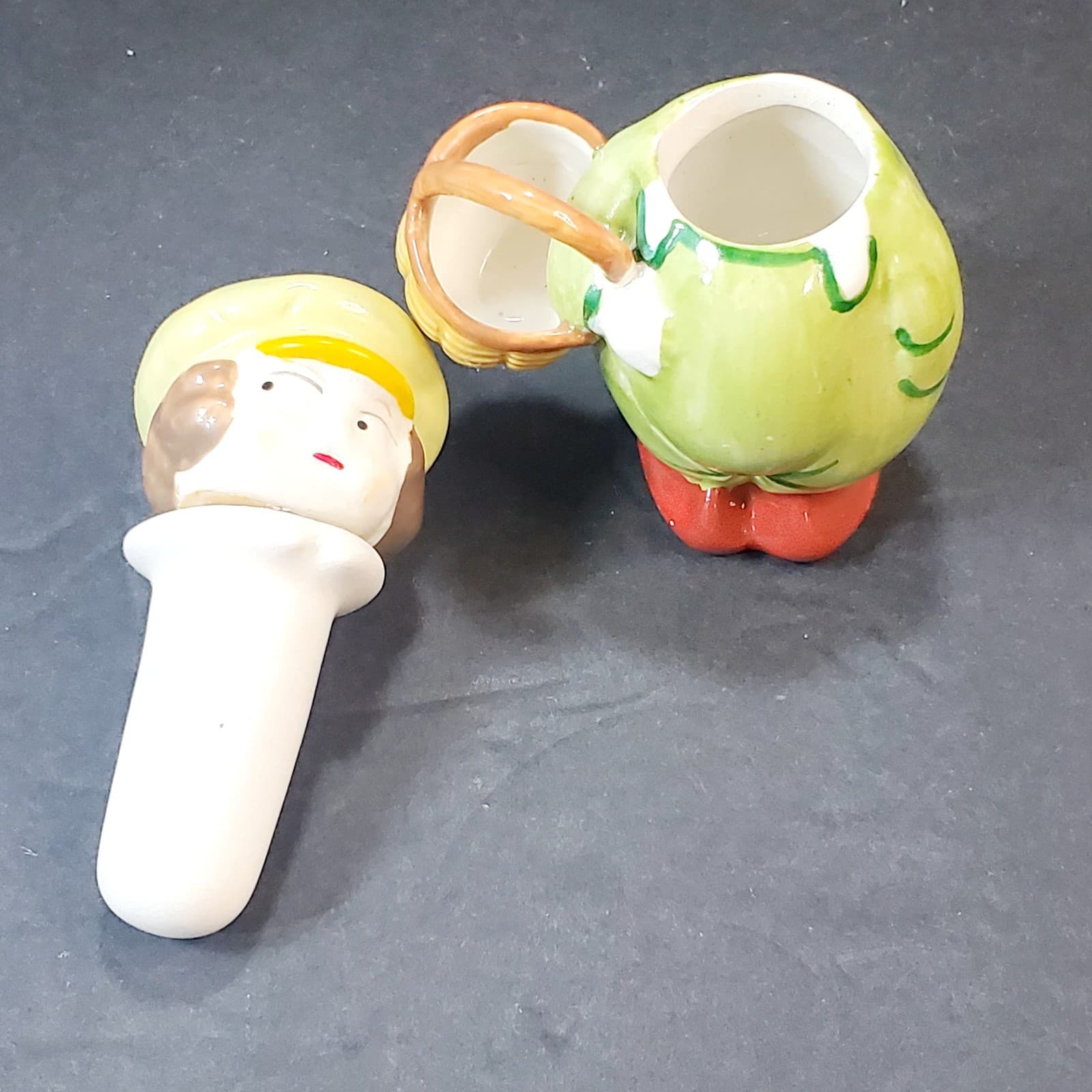 Vintage Googly Eyed Boy Pin Cushion Needle Keeper Perfume Bottle Germany - Thumbnail 3