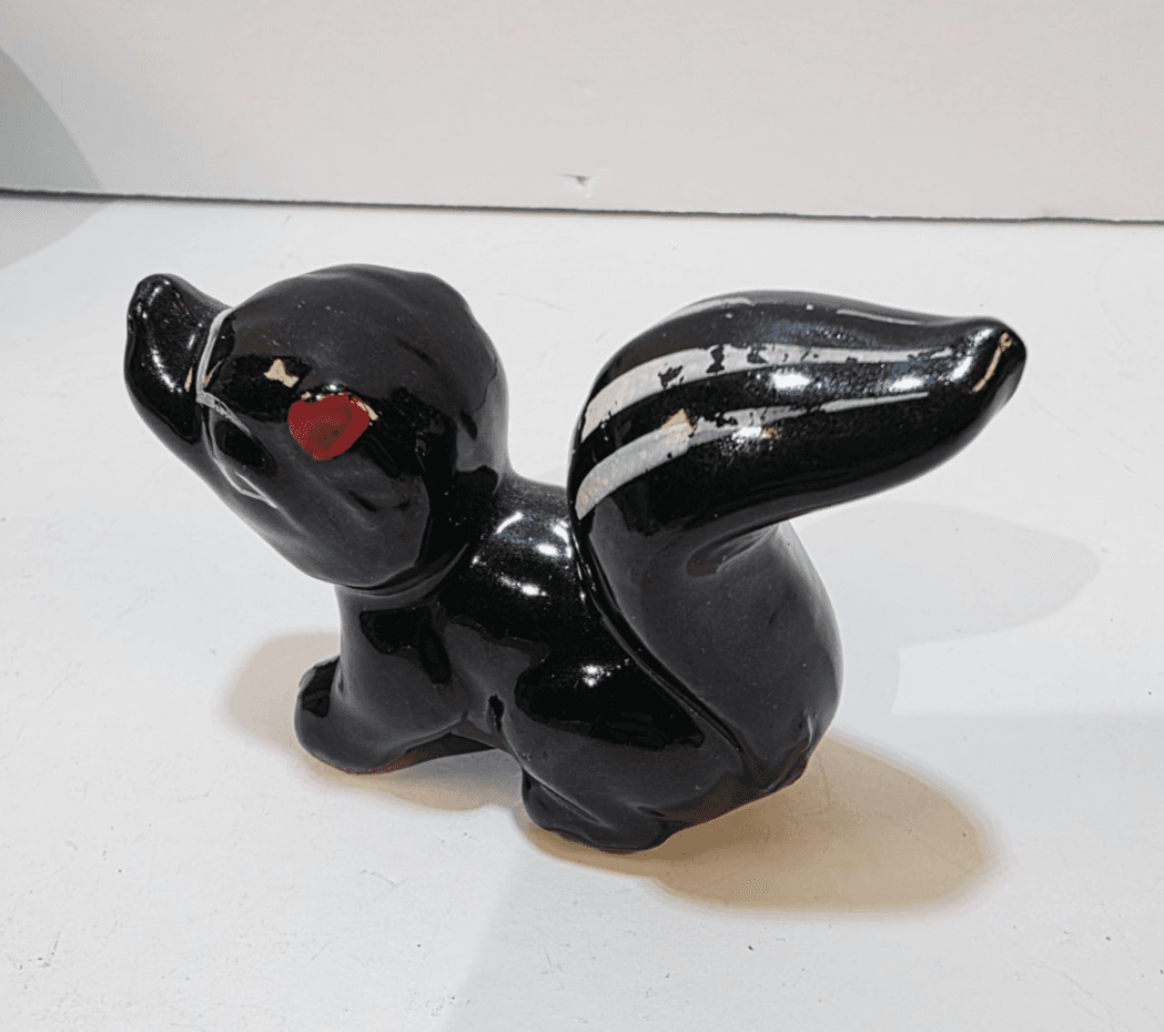 Vintage Black White Redware Skunk Figurine Made in Japan Hand Painted Mammal - Thumbnail 6