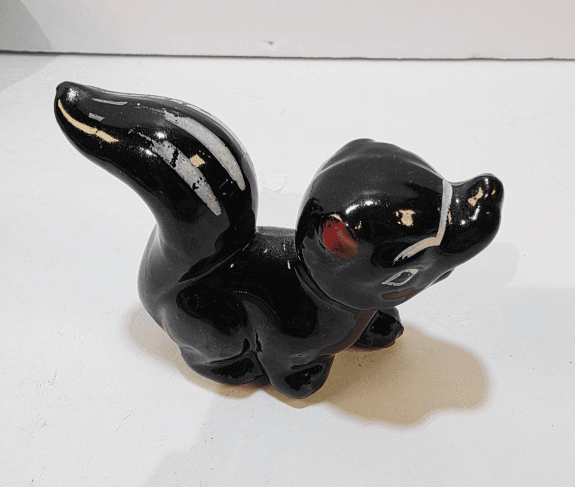 Vintage Black White Redware Skunk Figurine Made in Japan Hand Painted Mammal - Thumbnail 8