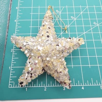 Beaded Sequin Star and Ball w/ Cross Design Christmas Ornament Sparkle Lot of 2 - Thumbnail 9